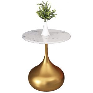 Mesa auxiliar base orgánica top blanco